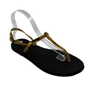 Havaianas Women's Flat Sandals (Black/Yellow) - Size 9